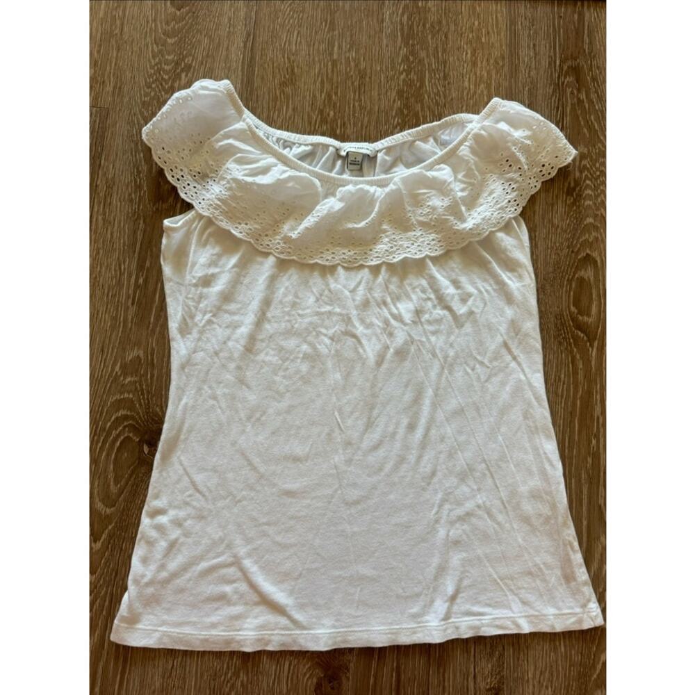 Banana Republic Eyelet Ruffle Off Shoulder Blouse White Size S